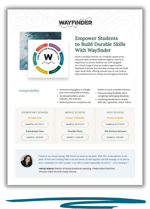 Wayfinder is North Carolina's solution for Portrait of a Graduate Alignment