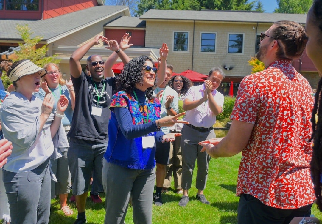 people playing rock paper scissors